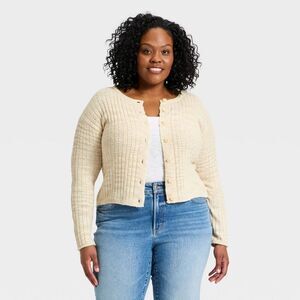 Women's Rib Cardigan - Universal Thread Oatmeal XXL